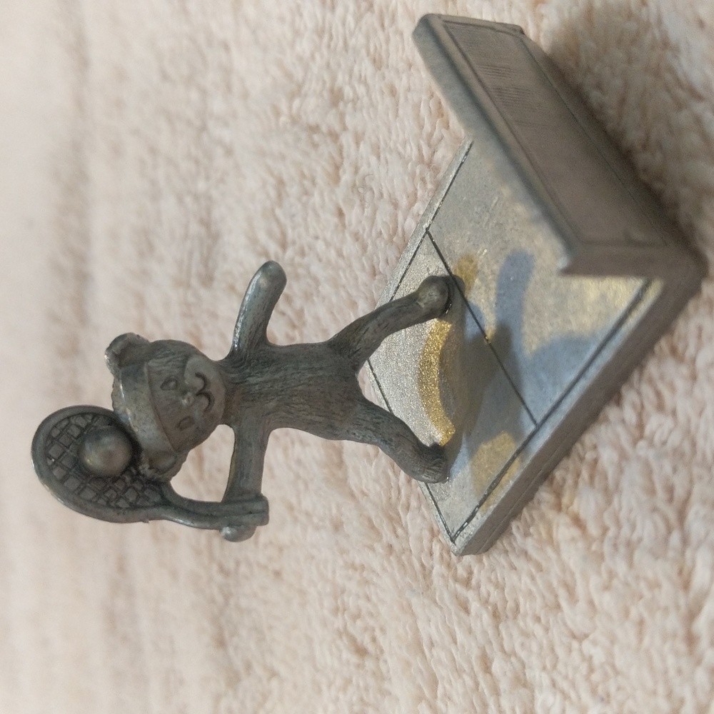 Spoontiques Pewter Bear Playing Tennis Figurine